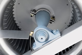 Centrifugal fan wheel and fan shaft bearing