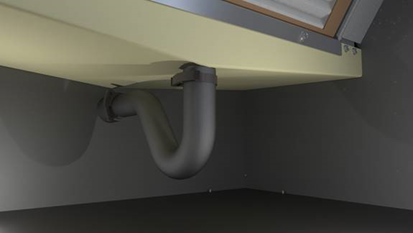 Factory Furnished "P trap" connecting drain to pan